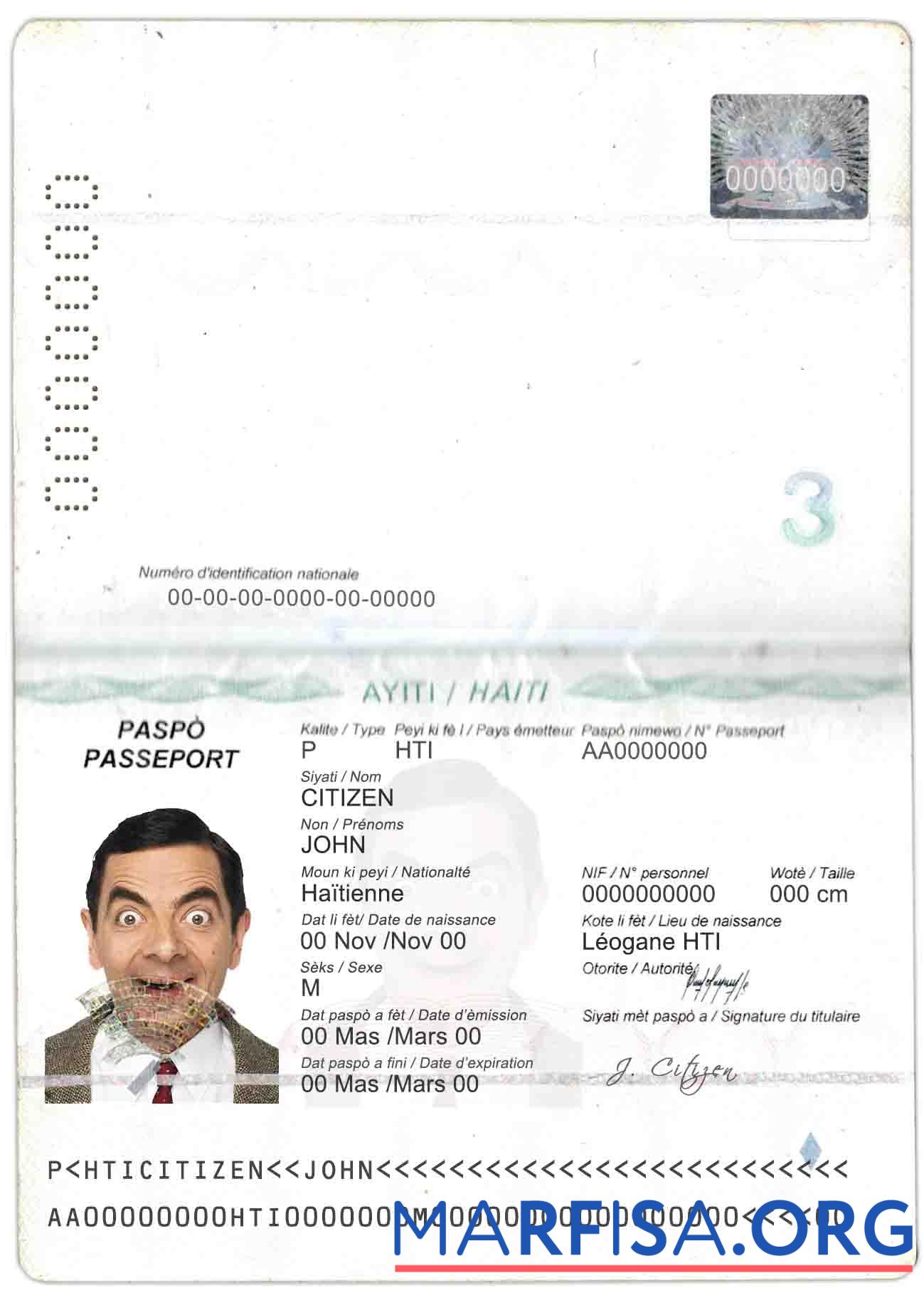 Realistic Haiti passport download for verification